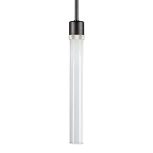 ZEEV Lighting P11704-LED-SBB-K-PN-G2 - Zigrina 18" Clear Glass LED Pendant in Black and Nickel Knurled Ring