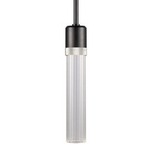 ZEEV Lighting P11704-LED-SBB-K-PN-G3 - Zigrina 12" Fluted Glass LED Pendant in Black and Nickel Knurled Ring