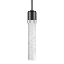 ZEEV Lighting P11704-LED-SBB-K-PN-G5 - Zigrina 12" Crackled Glass LED Pendant in Black and Nickel Knurled Ring
