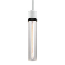 ZEEV Lighting P11706-E26-MW-K-SBB-G3 - Zigrina 12" Fluted Glass E26 Pendant in White with Knurled Ring in Black