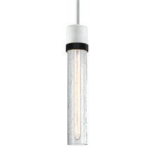 ZEEV Lighting P11706-E26-MW-K-SBB-G5 - Zigrina 12" Crackled Glass E26 Pendant in White with Knurled Ring in Black