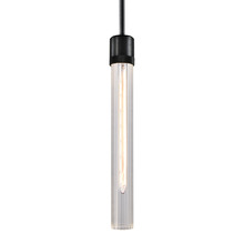 ZEEV Lighting P11708-E26-SBB-G4 - Zigrina 18" Fluted Glass E26 Pendant with Knurled Ring Satin Black