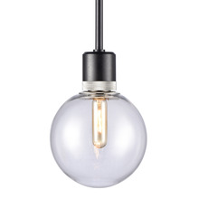 ZEEV Lighting P11708-E26-SBB-K-PN-G11 - Zigrina Globe Glass E26 Pendant in Black with Knurled Ring in Nickel