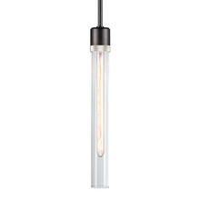 ZEEV Lighting P11708-E26-SBB-K-PN-G2 - Zigrina 18" Clear Glass E26 Pendant in Black with Knurled Ring in Nickel
