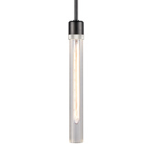 ZEEV Lighting P11708-E26-SBB-K-PN-G4 - Zigrina 18" Fluted Glass E26 Pendant in Black with Knurled Ring in Nickel