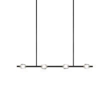 ZEEV Lighting PL10801-LED-4-BX-LB - Diamante 37" LED 4-Light, Sleek Crystal Linear in Oxide Black & Brass