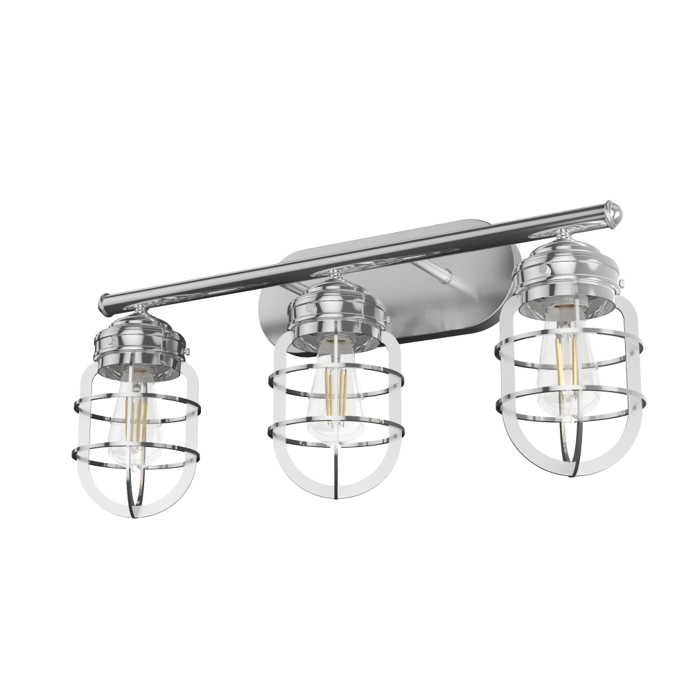 Hunter Starklake Chrome 3 Light Medium Bathroom Vanity Wall Light Fixture