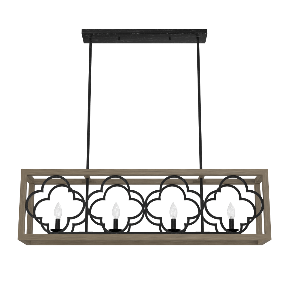 Hunter Gablecrest French Oak and Rustic Iron 4 Light Chandelier Ceiling Light Fixture