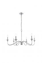 Elegant LD5006D36PN - Rohan 6 lights polished nickel chandelier