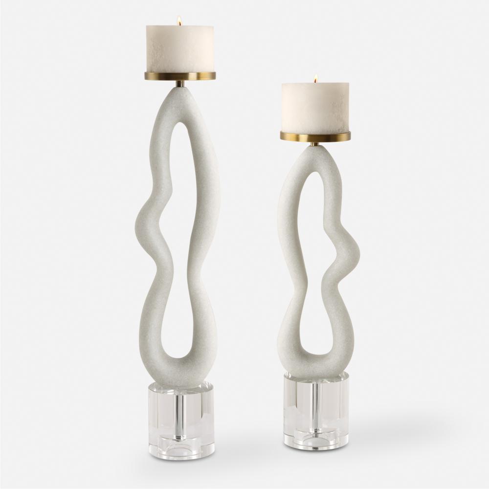 Uttermost Feamelo Ivory Stone Candleholders Set/2