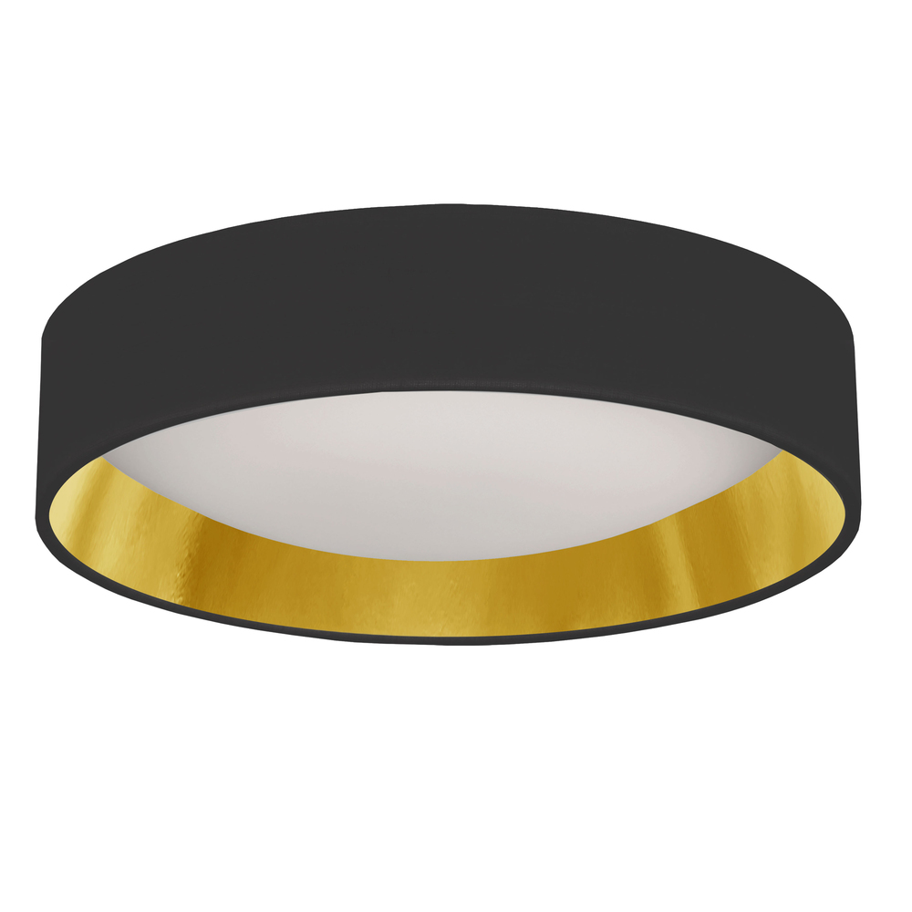 15" Light Flush Mount Fixture Black/Gold Shade