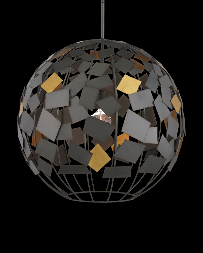 Moon Night Gray & Gold Orb Chandelier