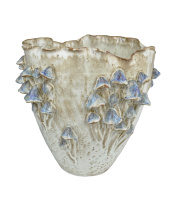 Currey 1200-0827 - Black Forest Mushrooms Large Ivory Vase